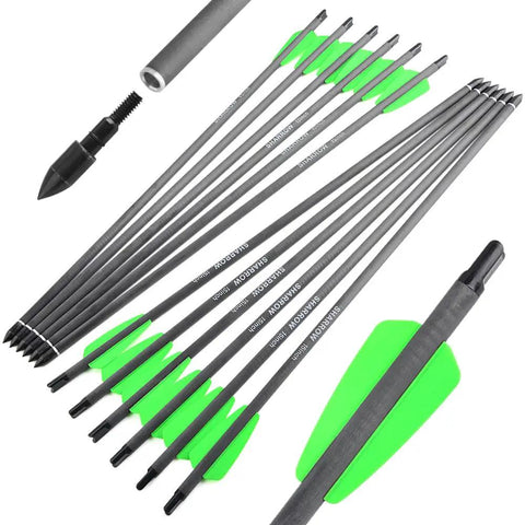 15 Inch Carbon Crossbow Bolts With 100 Grain Removable Tips And Moon Nocks, Pro Grade Durable Shafts For Hunting And Target Practice, 12 Pack