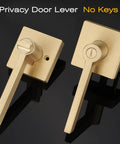 Heavy Duty Gold Door Handles Set With Privacy Lock For Bedroom And Bathroom Zinc Alloy Satin Brass Door Levers