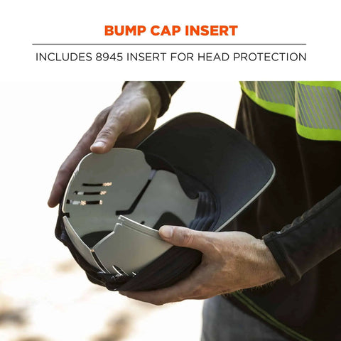 Standard Baseball Cap With Bump Cap Insert 8946 Black Work Hat Built For The Job Site Adjustable with 8945 insert close-up