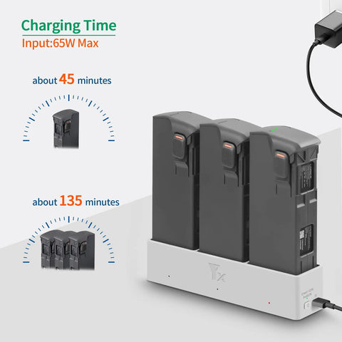 Two Way Drone Battery Charger Hub For AVATA 2 Portable Fast Charging Dock Station With 65W Power, Dual Triple Battery Charging