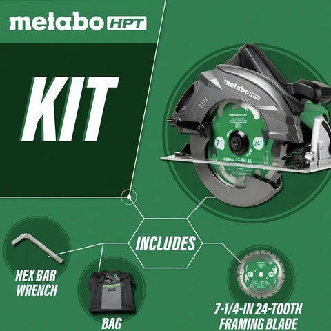 Beefy Corded Circular Saw Kit For Pros With Seven And A Quarter Inch Blade, 6800 RPM No Load Speed, Bevel Range Zero To Fifty Five Degrees