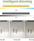 Black LED Chandelier For Kitchen Island Pendant Lights, Modern Linear Ceiling Fixture, showcasing dimmable color temperatures.