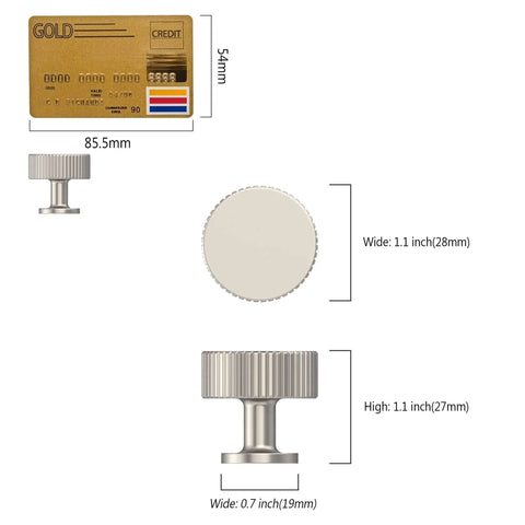 20 Pack Brushed Satin Nickel Cabinet Knobs And Pulls, 1 Inch Single-Hole Drawer Handles, size comparison with credit card