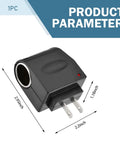 Dead Set Reliable 220V AC To DC Power Converter Waterproof Flame Retardant Cigarette Lighter Adapter with dimensions 2.95x2.2x1.18 inches.