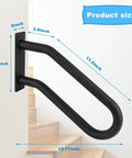 Heavy Duty U Shaped Handrail 2 Pack Wall Mount Stair Support Bar With Tight Non Slip Grip Black Powder Coated Finish dimensions on wall