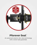 Stellen Kitchen Sink Faucet With Pull Down Sprayer, High Arc Chrome Finish, Pforever Seal valve cross-section.