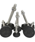No Sweat Adjustable Furniture Levelers 4 Pack Swivel Articulating Feet With M8 M10 M12 Threads Heavy Duty Carbon Steel Body close-up view.