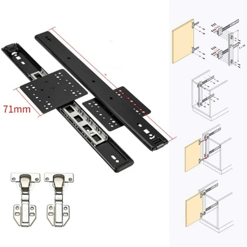 20 Inch Black Soft Close Sliding Cabinet Door Hardware Kit with heavy duty galvanized steel ball bearing hinges for easy install