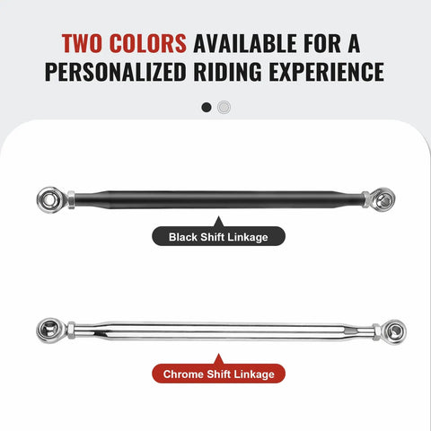 Adjustable Shifter Linkage Kit for Harley Touring Softail Dyna 1986 Through 2017 CNC Machined Gear Shift Rod for Smooth Precise Shifts and Fast Reliable Throttle Response on Beefed Up Heavy Duty Rides black and chrome shift linkages