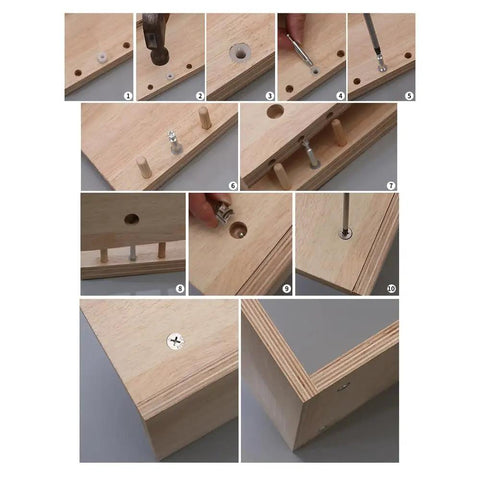 3 In 1 Adjustable Doweling Jig Kit For Woodworking Delivers Dead Nuts Accurate Hole Drilling with alignment holes and dowels in wood.
