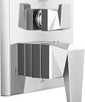 Trillian Shower Trim With Diverter In Lumicoat Chrome Finish showing top handle and sleek design