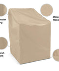 Classic Outdoor Chair Cover For Patio, Dining And Lounge Chairs, No-Fuss Weather-Resistant Shield, tan with mesh vent and elastic hem.