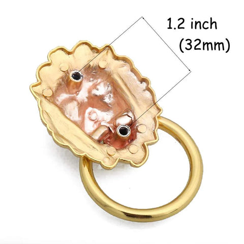 Back view of bronze lion head drawer pull with ring, showing 1.2 inch (32mm) size for 4 Pack Bronze Lion Head Drawer Pulls And Ring Pull Cabinet Handles