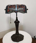 Dragonfly Tiffany Style Stained Glass Desk Lamp for Reading and Working, Banker Table Lamp With Adjustable Directional Light