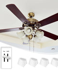 Hoolerry set of two white dimmer knobs for Lutron Skylark fan/light control, shown with bronze ceiling fan.