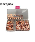 60 Piece Assorted Electrical Wire Ring Connector Kit With Copper Tube Lugs Perfect For Battery Starter Cable Welding Crimp Terminals And Car Wiring Jobs That Need Reliable Solid Connections, 60pcs/box in case