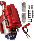 Three Generation Full Metal RC Car Gearbox Transmission Kit With Servo Upgrade for 1/12 Scale Models, red metal build and parts