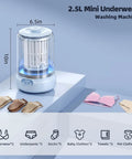 Compact Portable Mini Washing Machine With Quick Spin Dry Function And Rechargeable Battery, 2.5L size, for underwear and baby clothes.