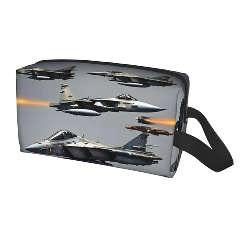 Fighter Jets Print Toiletry Bag For Men Travel Organizer Dopp Kit Shaving Case Water Resistant Oxford Cloth Compact Travel