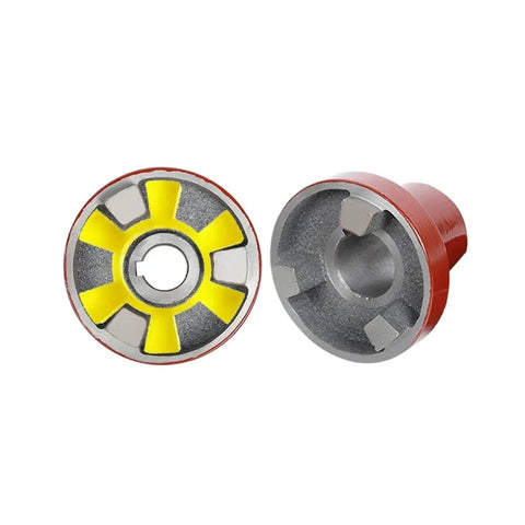Heavy Duty Three Jaw Coupling Featuring Flexible Plum Blossom Design For Water Pump Motors With Bulletproof Aluminum Hubs locked in zero slop.