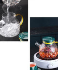 800 Ml Portable Electric Kettle For Car And Truck Rides Quick Boil Vacuum Insulated Water Heater shown with water and tea brewing.