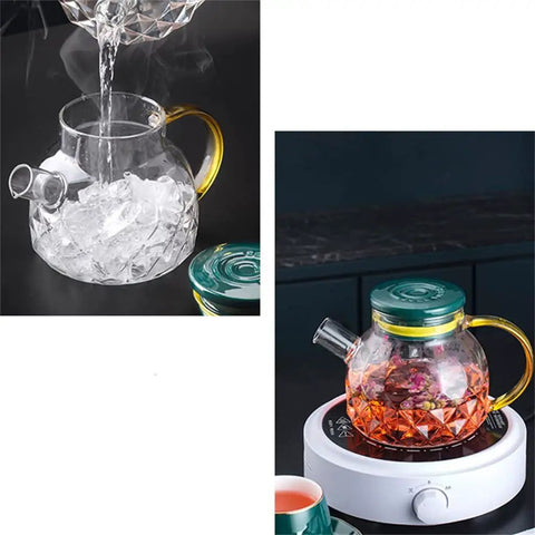 800 Ml Portable Electric Kettle For Car And Truck Rides Quick Boil Vacuum Insulated Water Heater shown with water and tea brewing.