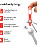 Red 2 Pack Magnetic Stud Finder With Crazy 27 Lbs Pull Power detects nails, screws, and metal through drywall, no batteries needed, hand holding tool.