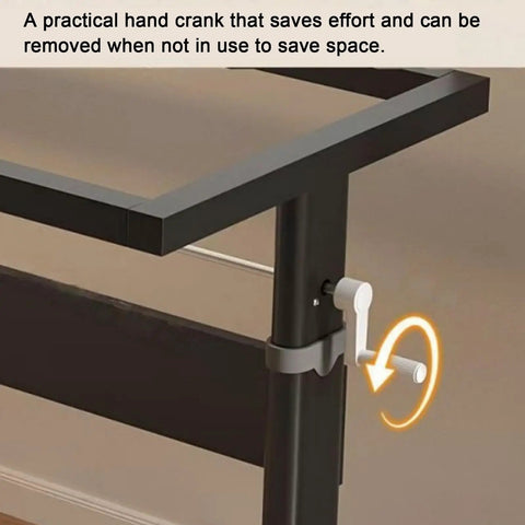 Heavy Duty Adjustable Industrial Desk Legs With Smooth Rolling Swivel Casters For Hassle Free Mobile Office Upgrades And Built Like A Tank Sturdiness On Modern Standing Desks with hand crank for height adjustment.