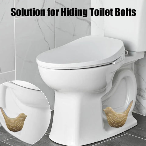 Ceramic Bird Toilet Bolt Covers Decorative Screw Caps Make Installation Easy Peasy While Hiding Ugly Hardware Behind A Slick Shield That Keeps Your Bathroom Looking Real Sharp in a modern bathroom setting.