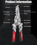 18 In 1 Foldable Wire Stripper Tool With Crimpers And Cutters, Pro Grade And DIY Ready, product features diagram