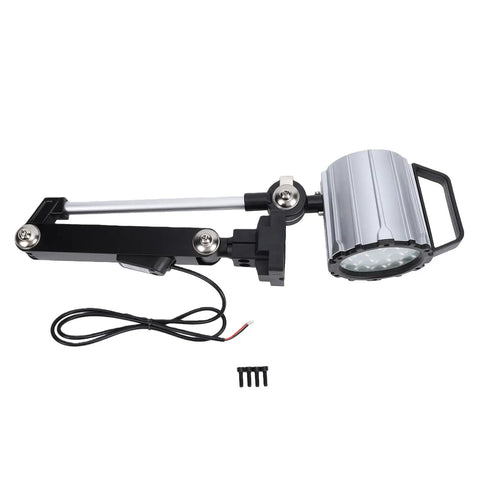 Flex Arm Led Shop Light 24V 18W For Wood Lathe And Drill Press Flicker Free showing aluminum construction and adjustable gooseneck design.