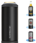 3 In 1 Slim Can Cooler For 12 Oz Skinny Cans Regular Cans And Beer Bottles Keeps Drinks Cold Up To 6 Hours With Double Walled Stainless Steel Vacuum Insulation No Sweat Matte Black Finish