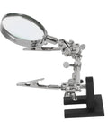 Adjustable Third Hand Soldering Station with Magnifying Glass and Dual Alligator Clips for PCB Repair and Jewelry Making
