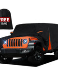 Jeep Wrangler 2 Door Waterproof Car Cover Highly Adjustable All Weather Outdoor Protection With Driver Door Zipper Custom Fit