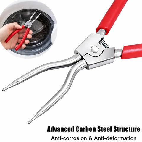 Pro Grade Spring Expansion Tool For Washer Tub Replacement From 2 Inches To 4.1 Inches with safe grip handle shown near a washer
