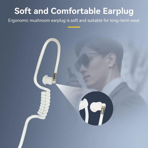 Covert Tube Earpiece With Mic For Walkie Talkies M Head 2 Pin Full Size PTT Surveillance Headset ergonomically fits ear
