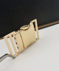 Built Tough 25mm Side Release Buckle Set 5 Pack Metal Quick Release Buckles For Paracord Bracelets Dog Collars Harnesses Backpacks Webbing And Leather DIY Projects Light Gold Finish. Close-up of light gold metal buckle showing clasp design.