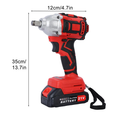 Ehozirta Cordless Impact Wrench 1/2 Inch, 520Nm High Torque Brushless Motor Electric Tool displayed with 21V battery.
