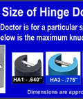 Image showing hinge diagram and sizes for Two Way Adjustable Door Hinge Tool For Four Point Five Inch By Four Point Five Inch Commercial Hinges Quick Fifteen Second Door Alignment Made In USA Updated Device For Worn Or Squeaky Hinges Easy To Use.