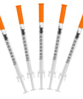 Bulk 100 Pack Disposable Syringes 0.5ml 32 Gauge 0.5cc Lab Supplies Individually Wrapped with Clear Graduation Scale and Smooth Piston for Easy One Hand Operation, five syringes