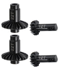4Pc Steel Machined Ring Gear And Pinion Set 22/12T For 1/18 RC Crawler Upgrades showing two ring gears and two pinions