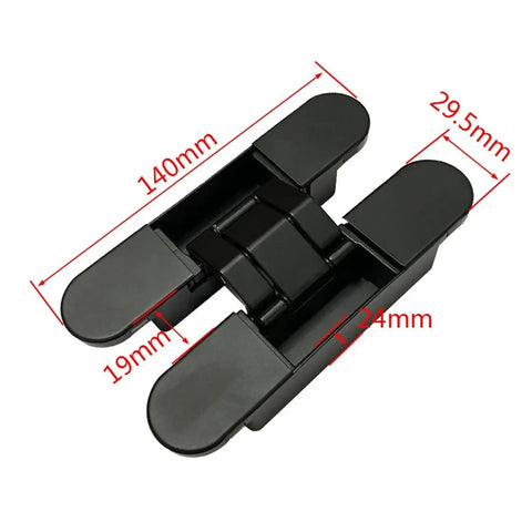 Hidden 180 Degree Wood Door Hinge For Wide Door Spacing No Fuss Install Invisible Cross Casement Gate Hinge dimensions shown