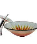 USZWBY Bathroom Vessel Sink,Tempered Glass Vessel Sink Bowl with Faucet Set,Round Bowl Artistic design with smooth edges.