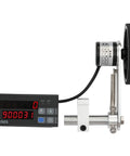 Electronic Digital Length Meter Counter With Rolling Wheel Sensor Measures Feet Inches Meters Yards showing display and roller.
