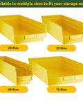 Heavy Duty Chrome Wire Utility Rack With 25 Large Slanted Storage Bins For Badass Garage Workshop And Commercial Tool Organization Hardware Solutions Yellow showing 20, 25, 40, and 15 large yellow plastic bins.