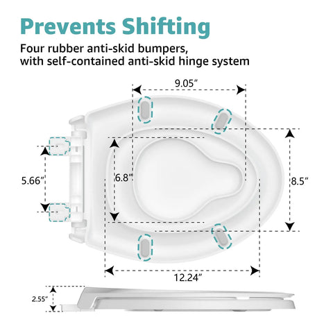 Top view of Elongated Toilet Seat With Built In Toddler Seat Kid Friendly Potty Training Ready Slow Close Lid Quick Release Hinges