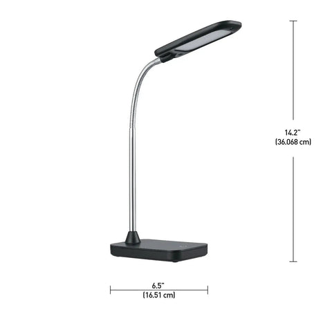 Ross 16 Inch Integrated LED Desk Lamp In Matte Brass With Dimmable Rotary Switch Pivoting Head For Precise Task Lighting Built In 2.1A USB Port Modern Mid Century Style Clean Lines Energy Saving Desk Workspace Essential