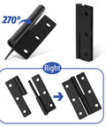 No Sweat Quick Swap Heavy Duty Black Lift Off Hinges 2 Pack Rustproof Stainless Steel Detachable Split Hinges for Cabinet Doors showcasing 270-degree rotation.