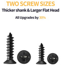 Two screw sizes for Heavy Duty Sawtooth Picture Hangers Lock Down Your Wall Art With Rust Resistant Steel Hooks.