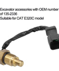 Tough As Nails Water Temperature Sensor For Excavators - High Performance Replacement Part For CAT E320C - Steel Shell And Nylon Wire, Weather Ready, Easy Install, 1 Unit, brass sensor with connector